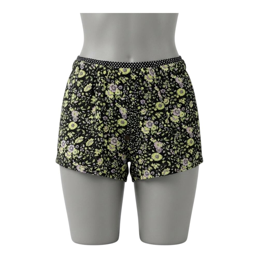 Vanilla Star XL Floral Shorts Black Yellow Purple Summer Boho Cute